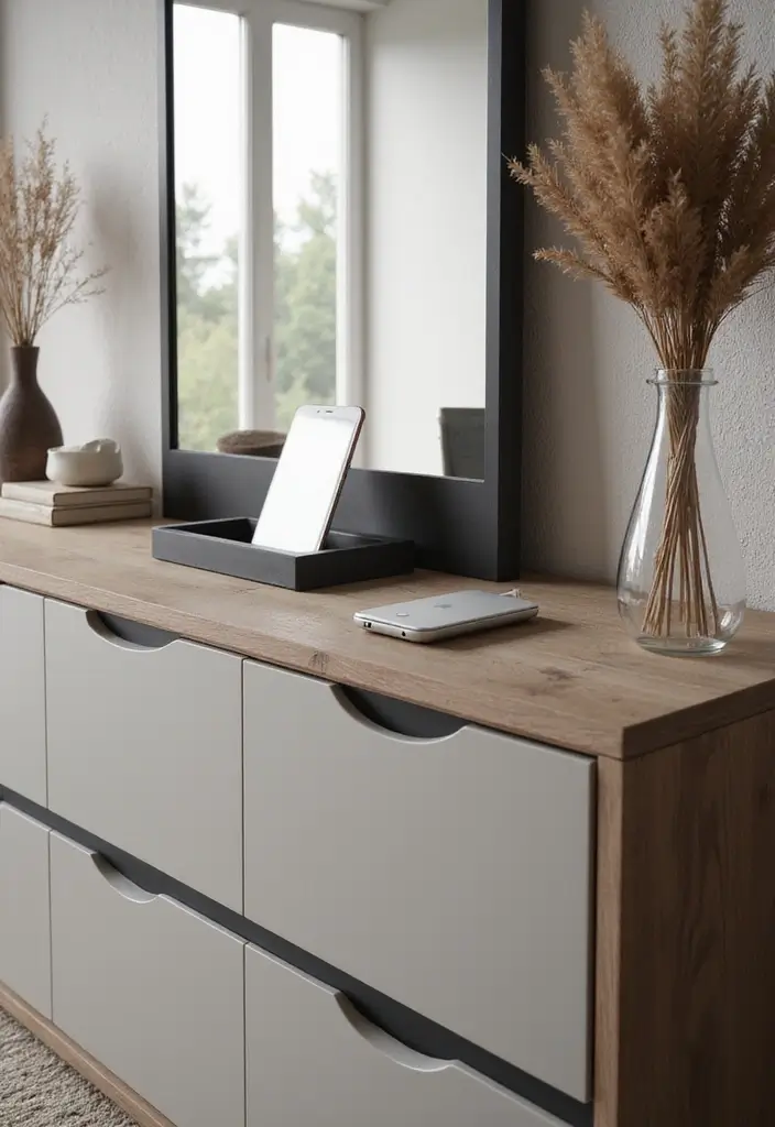 25 Bedroom Dresser Decor Ideas That Make the Room Feel Complete - 12. Use of Technology