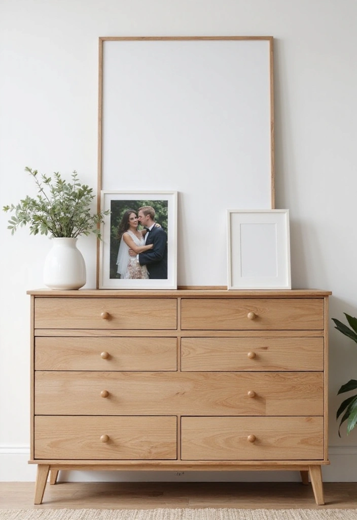 25 Bedroom Dresser Decor Ideas That Make the Room Feel Complete - 16. Minimalist Picture Frames