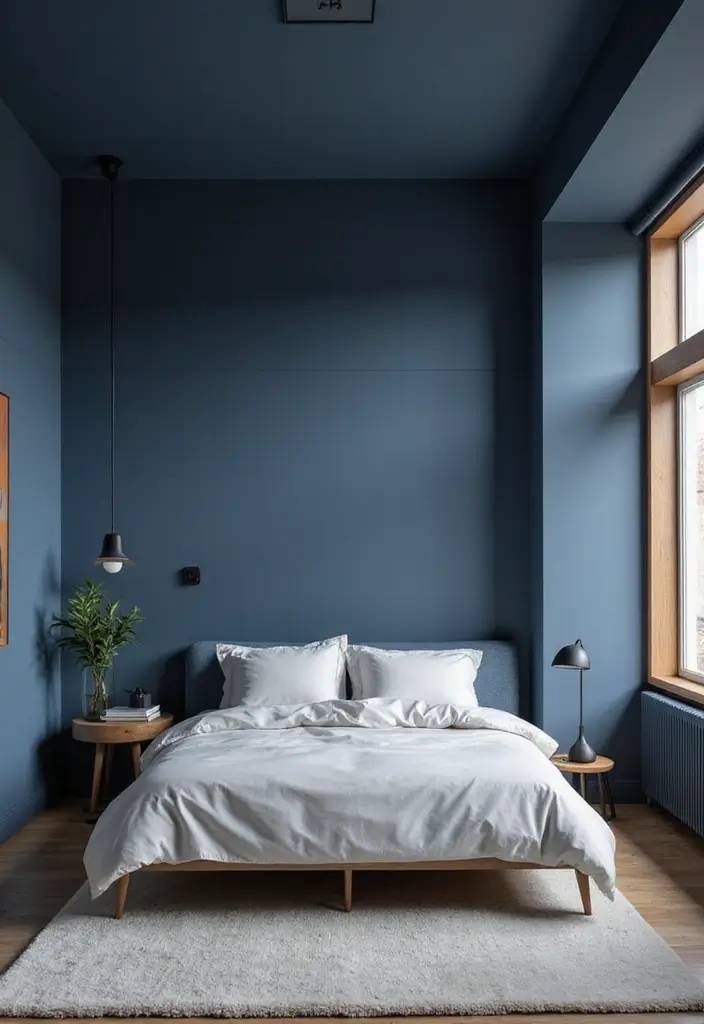 25 Bedroom Ideas in Dark Blue That Bring Calm and Confidence - 12. Minimalist Approach