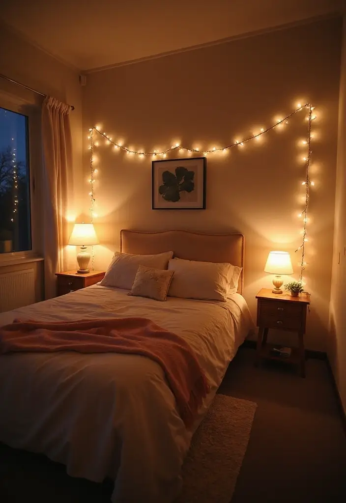 25 Bedroom Ideas in Dark Blue That Bring Calm and Confidence - 13. Soft, Dreamy Lighting