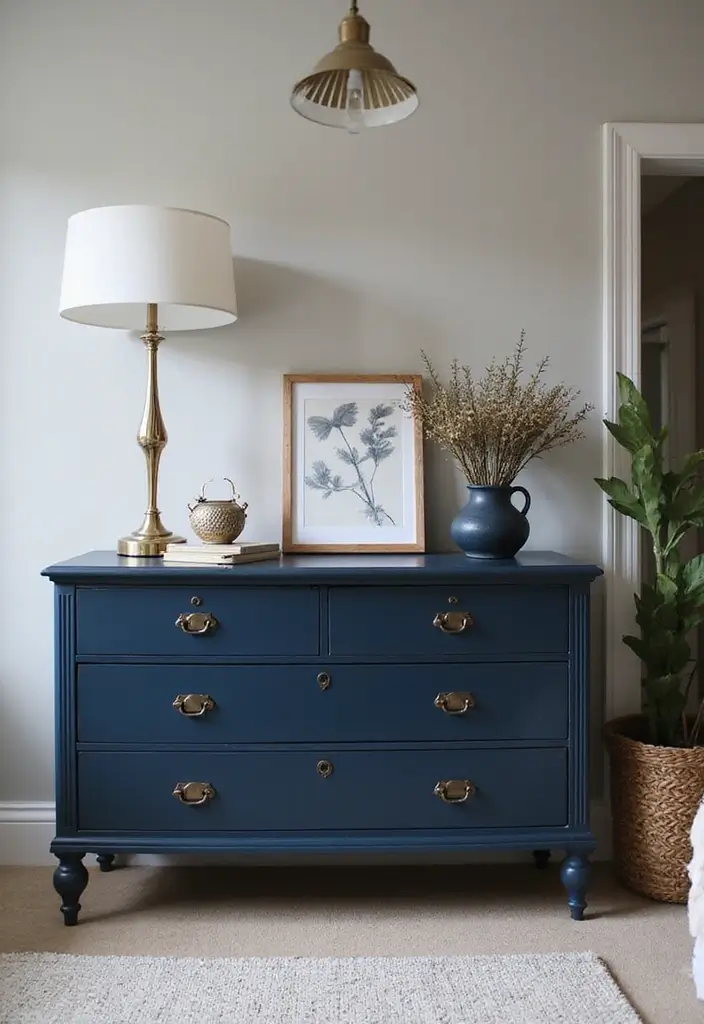 25 Bedroom Ideas in Dark Blue That Bring Calm and Confidence - 21. Dark Blue Dresser Styles