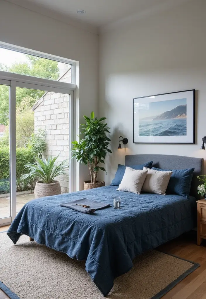 25 Bedroom Ideas in Dark Blue That Bring Calm and Confidence - 25. Bringing the Outdoors In