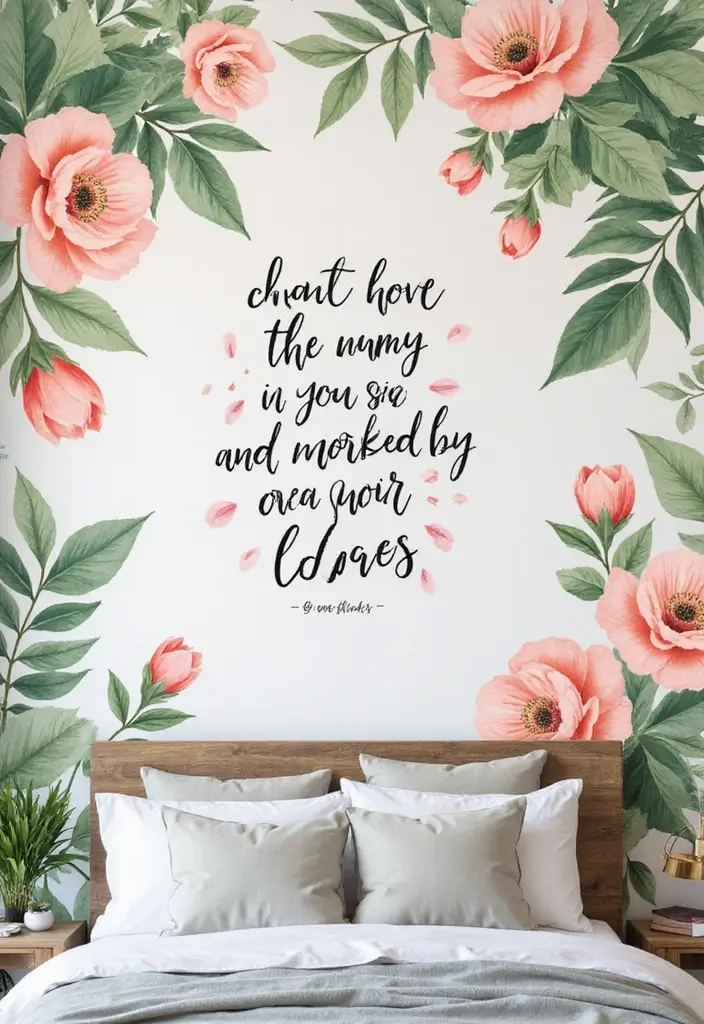 25 Bedroom Mural Ideas Paint That Turn Walls into Art - 12. Inspirational Quotes with Nature