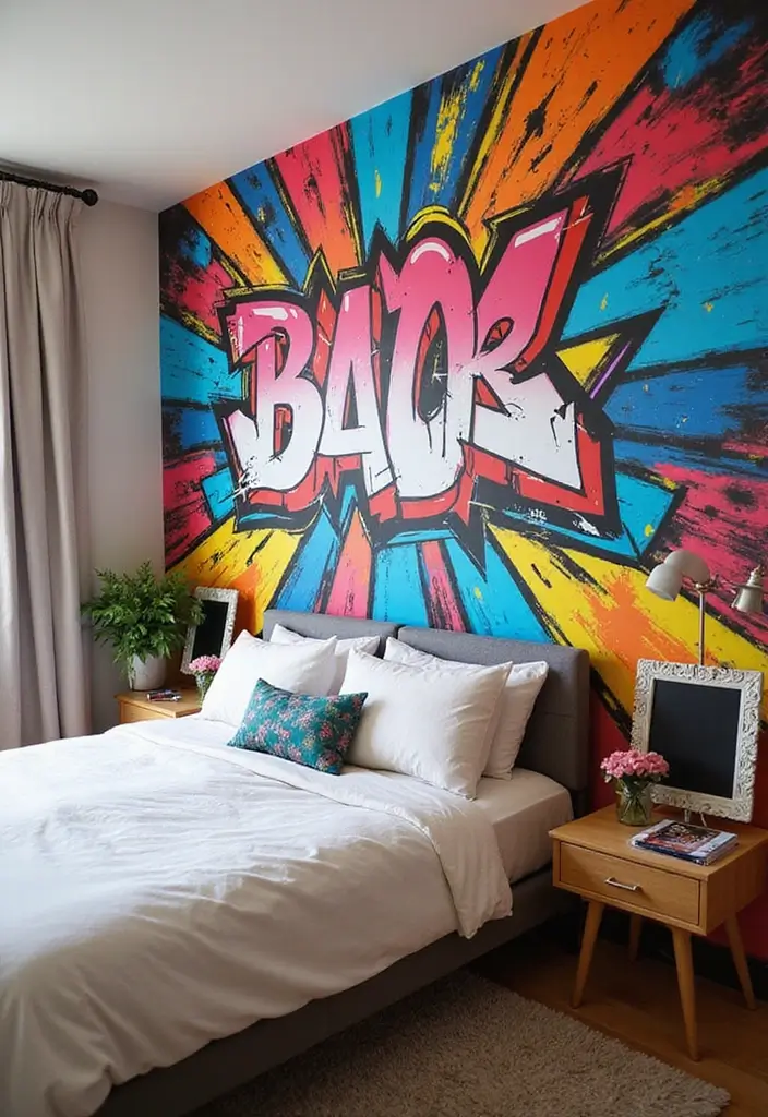 25 Bedroom Mural Ideas Paint That Turn Walls into Art - 16. Graffiti-Style Art