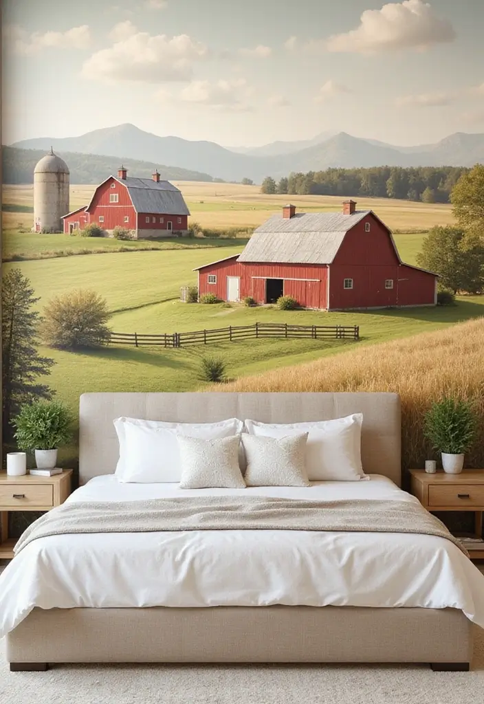 25 Bedroom Mural Ideas Paint That Turn Walls into Art - 17. Farmhouse Charm