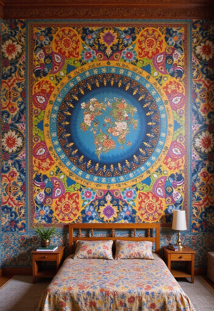 25 Bedroom Mural Ideas Paint That Turn Walls into Art - 19. Cultural Patterns