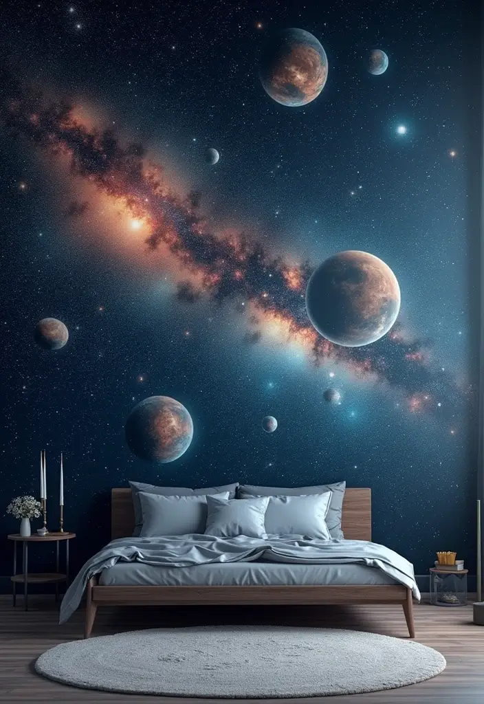 25 Bedroom Mural Ideas Paint That Turn Walls into Art - 23. Celestial Theme