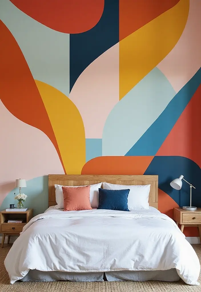 25 Bedroom Mural Ideas Paint That Turn Walls into Art - 3. Abstract Geometric Shapes