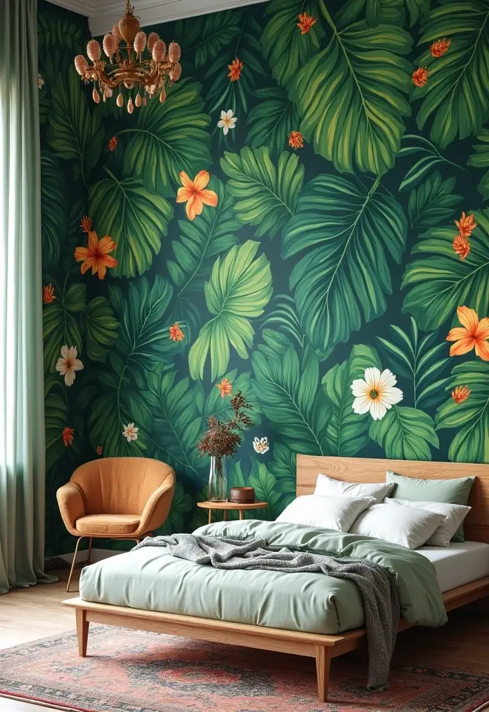 25 Bedroom Mural Ideas Paint That Turn Walls into Art - 5. Botanical Wonderland