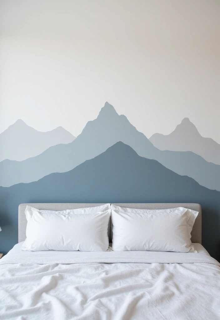 25 Bedroom Mural Ideas Paint That Turn Walls into Art - 9. Minimalist Mountain Range