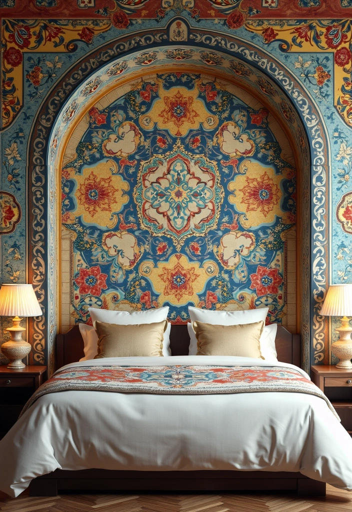 25 Bedroom Wall Tiles Ideas That Feel Modern and Elegant - 14. Artistic Tile Murals