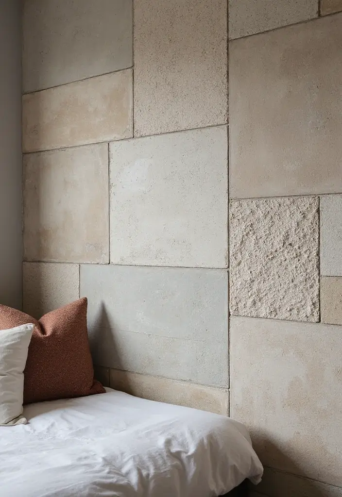 25 Bedroom Wall Tiles Ideas That Feel Modern and Elegant - 16. Textured Plaster Tiles
