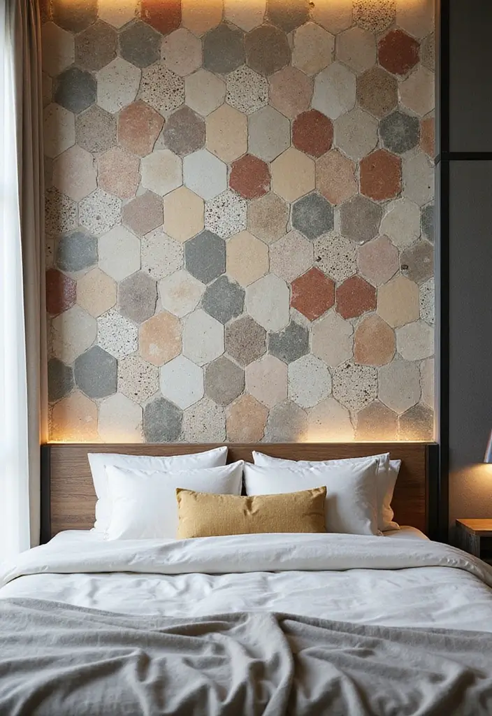 25 Bedroom Wall Tiles Ideas That Feel Modern and Elegant - 18. Unique Shaped Tiles