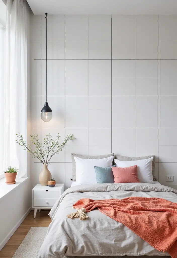 25 Bedroom Wall Tiles Ideas That Feel Modern and Elegant - 22. Minimalist White Tiles