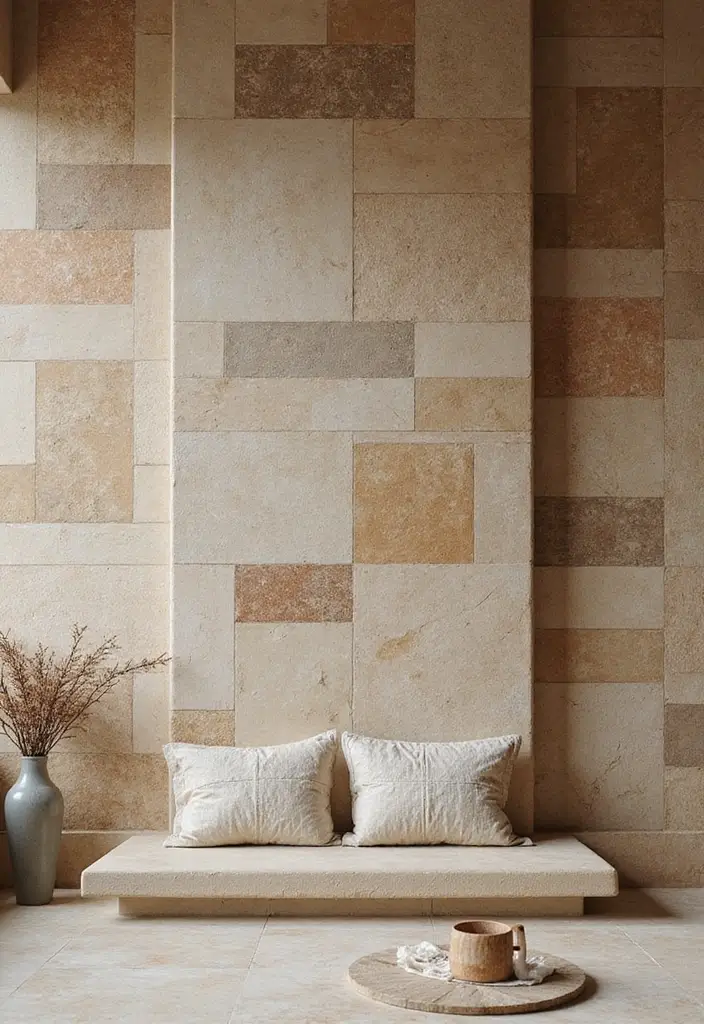 25 Bedroom Wall Tiles Ideas That Feel Modern and Elegant - 3. Natural Stone Tiles