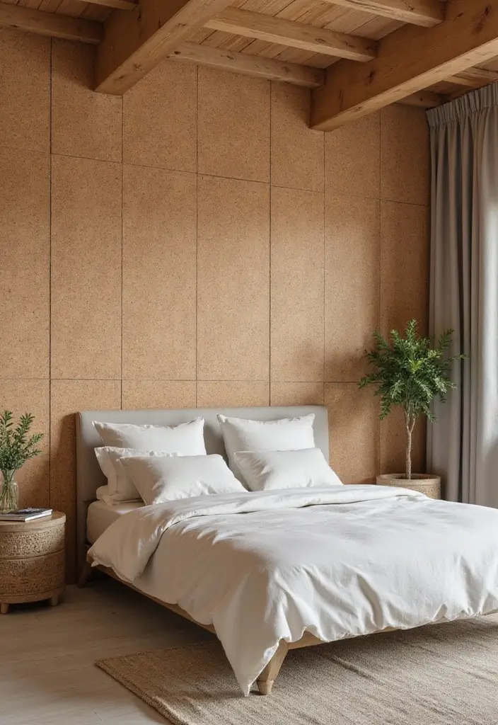 25 Bedroom Wall Tiles Ideas That Feel Modern and Elegant - 7. Eco-Friendly Cork Tiles