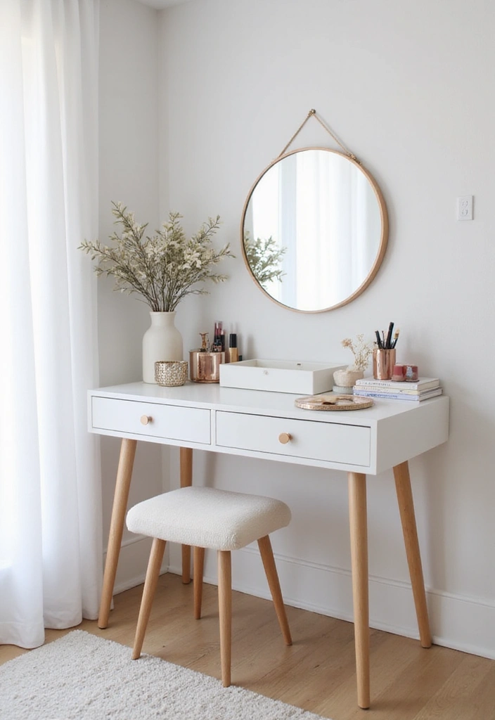 25 Bedroom with Vanity Ideas That Feel Glamorous & Practical - 1. Chic Minimalist Vanity
