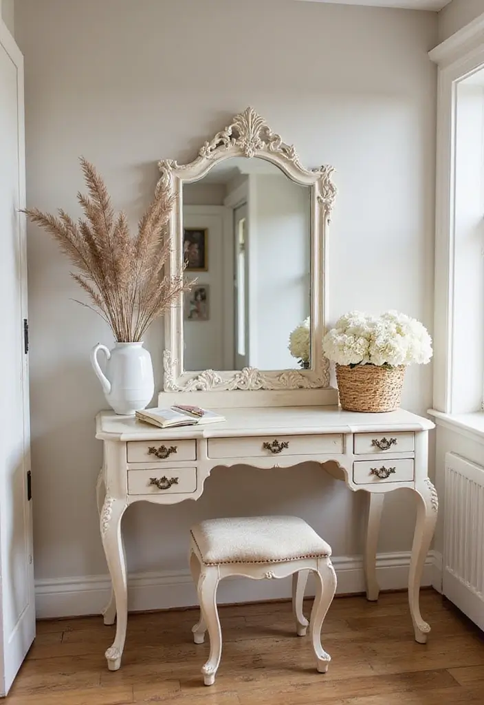 25 Bedroom with Vanity Ideas That Feel Glamorous & Practical - 10. Elegant French Provincial Touch