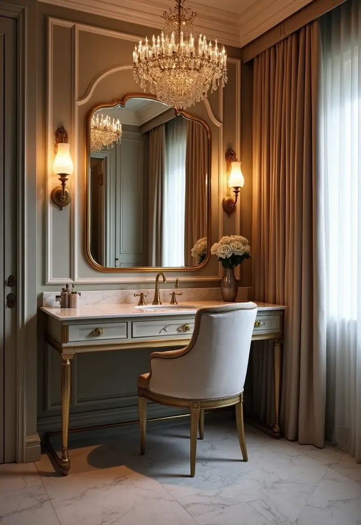 25 Bedroom with Vanity Ideas That Feel Glamorous & Practical - 14. Statement Lighting