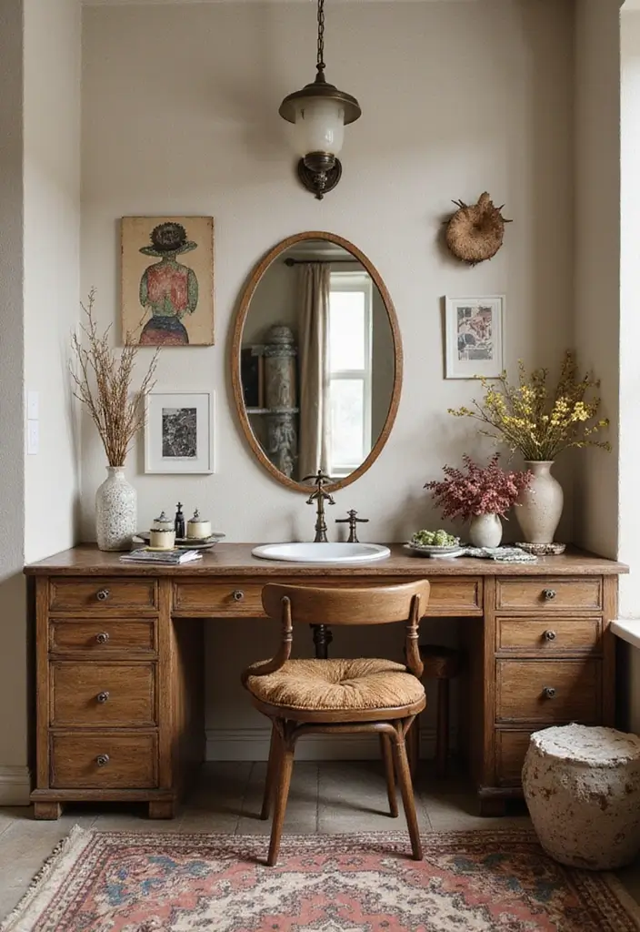 25 Bedroom with Vanity Ideas That Feel Glamorous & Practical - 25. Artful Decor Elements