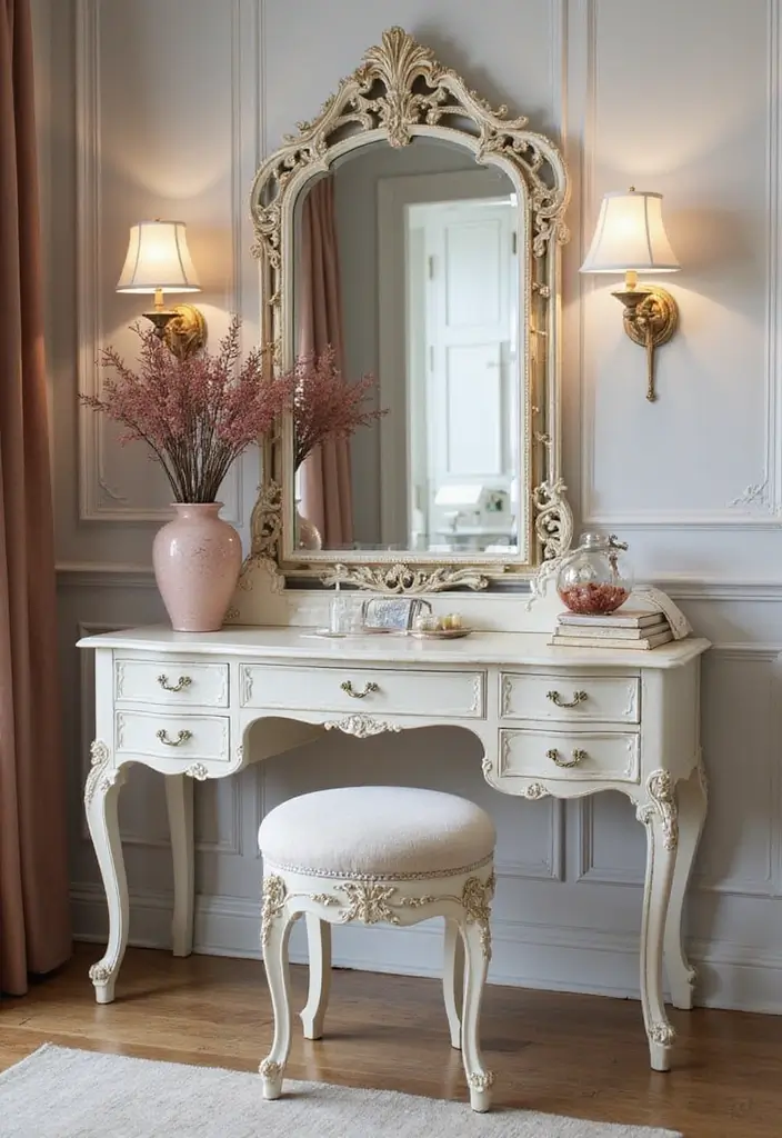 25 Bedroom with Vanity Ideas That Feel Glamorous & Practical - 5. Elegant Dressing Table Setup