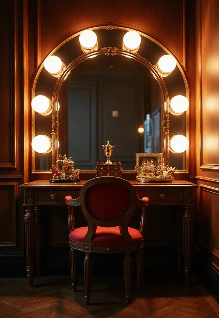 25 Bedroom with Vanity Ideas That Feel Glamorous & Practical - 6. Glamorous Hollywood Style