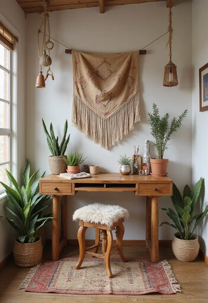 25 Bedroom with Vanity Ideas That Feel Glamorous & Practical - 7. Playful Bohemian Vibes