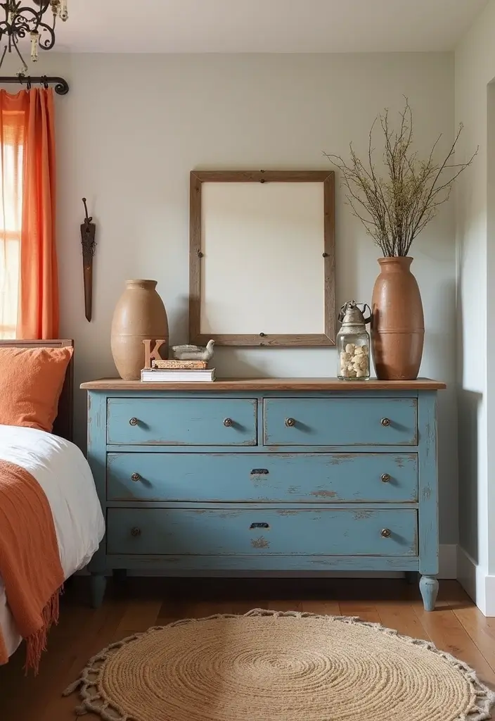 25 Blue and Orange Bedroom Ideas That Are Vibrant & Unexpected - 13. Farmhouse Fresh