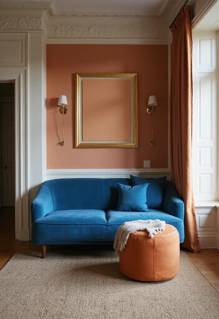 25 Blue and Orange Bedroom Ideas That Are Vibrant & Unexpected - 20. Statement Furniture