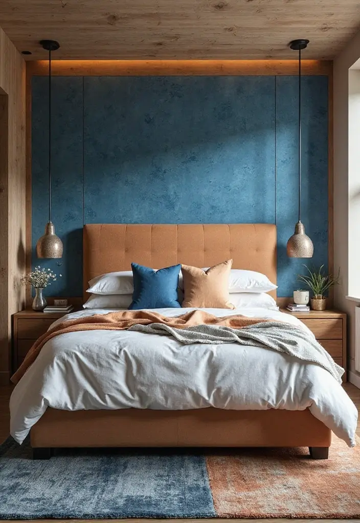 25 Blue and Orange Bedroom Ideas That Are Vibrant & Unexpected - 21. Customized Headboards