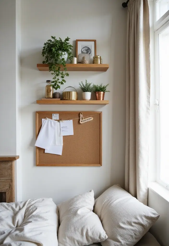 25 Bulletin Board Ideas Bedroom That Keep You Inspired Daily - 10. Floating Shelves for Display