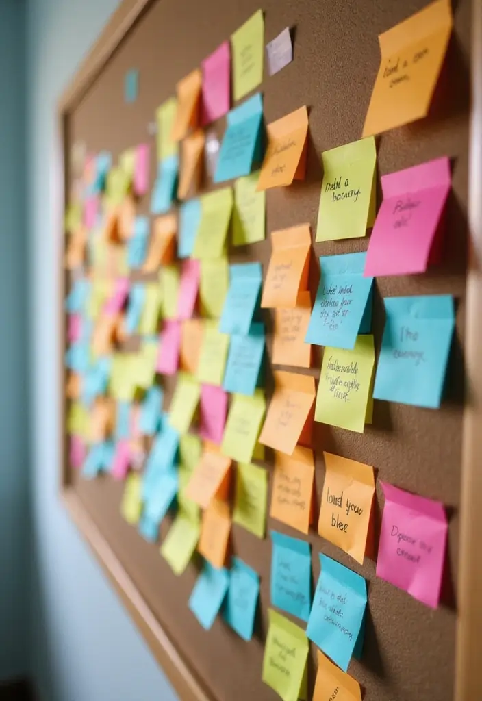 25 Bulletin Board Ideas Bedroom That Keep You Inspired Daily - 22. Interactive Post-It Board