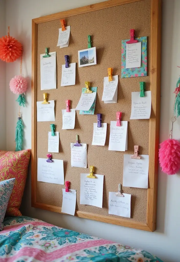 25 Bulletin Board Ideas Bedroom That Keep You Inspired Daily - 23. Fun and Funky Clips