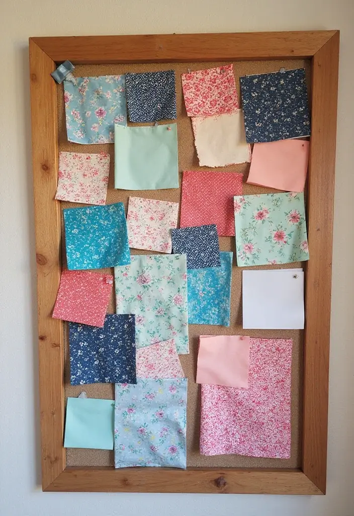 25 Bulletin Board Ideas Bedroom That Keep You Inspired Daily - 24. Layered Fabric Swatches