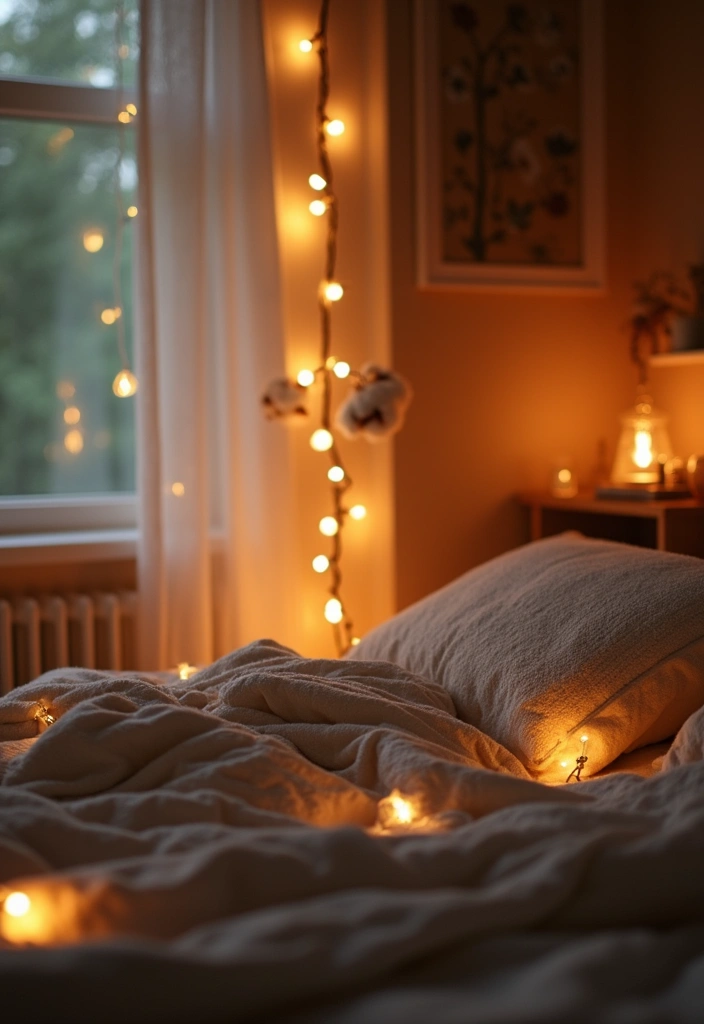 25 Cozy Bedroom Lighting Ideas That Set the Perfect Mood - 12. Organic Cotton String Lights