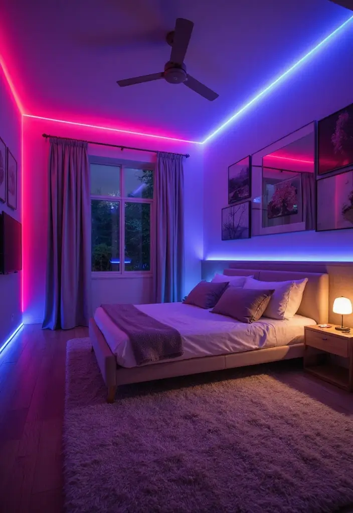 25 Cozy Bedroom Lighting Ideas That Set the Perfect Mood - 16. Color-Changing LED Strips