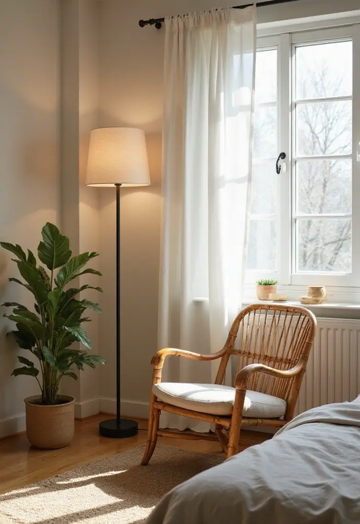 25 Cozy Bedroom Lighting Ideas That Set the Perfect Mood - 2. Sustainable Bamboo Floor Lamps