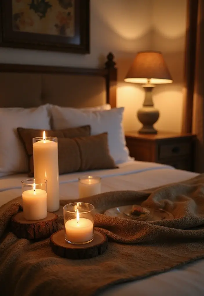 25 Cozy Bedroom Lighting Ideas That Set the Perfect Mood - 21. Rustic Candle Arrangements