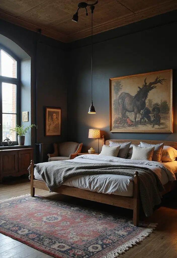 25 Dark Furniture Bedroom Ideas That Feel Rich and Dramatic - 10. Vintage Finds