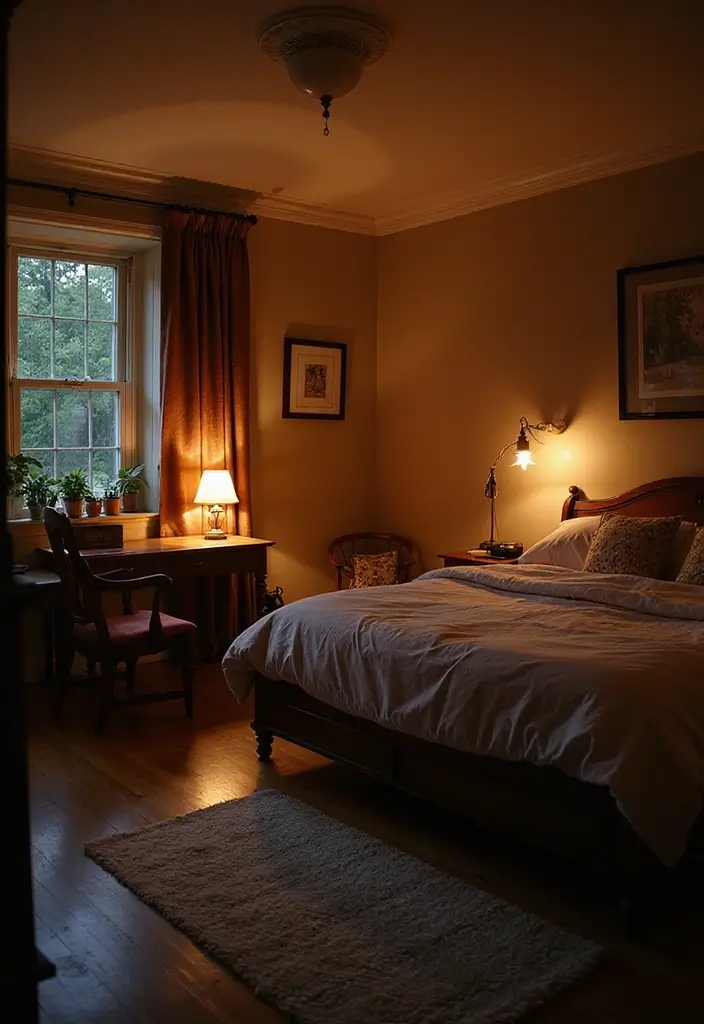 25 Dark Furniture Bedroom Ideas That Feel Rich and Dramatic - 13. Multi-layered Lighting