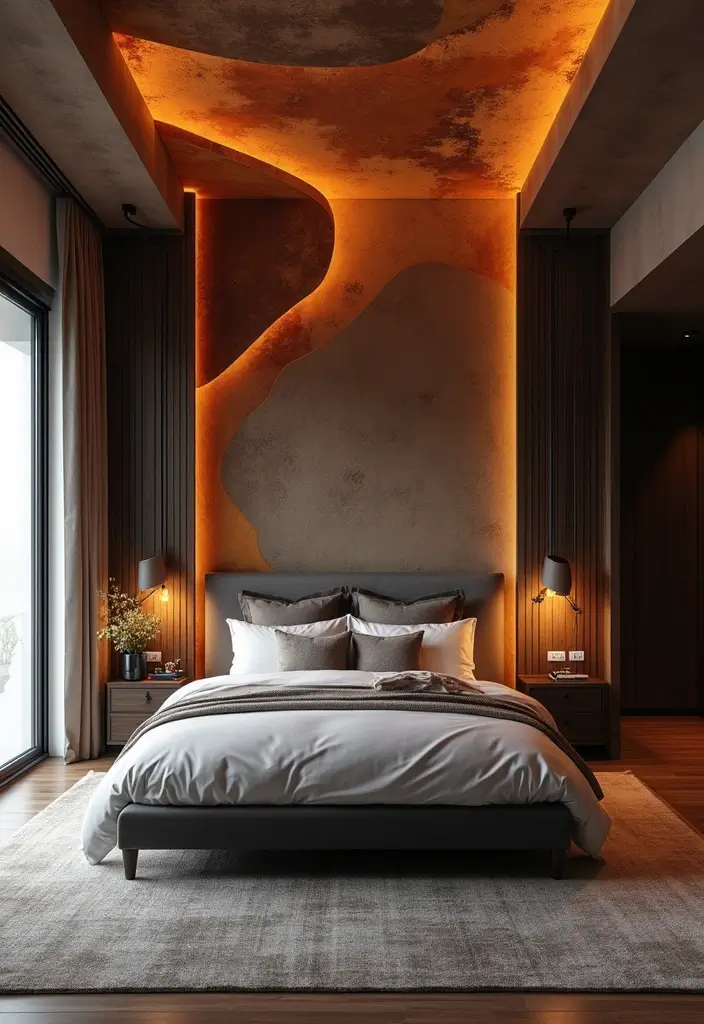 25 Dark Furniture Bedroom Ideas That Feel Rich and Dramatic - 19. Creative Ceiling Designs