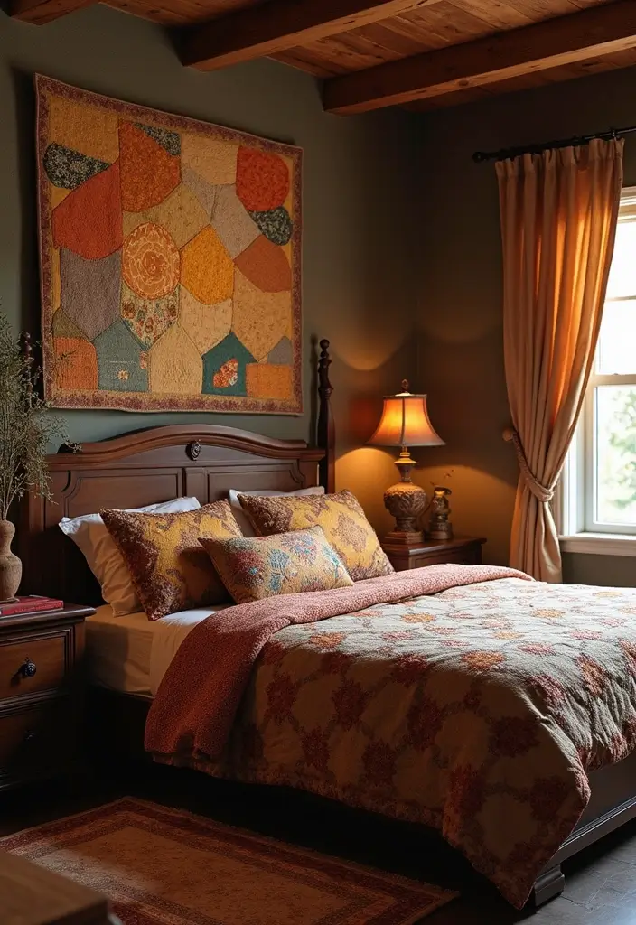 25 Dark Furniture Bedroom Ideas That Feel Rich and Dramatic - 24. Handcrafted Textiles