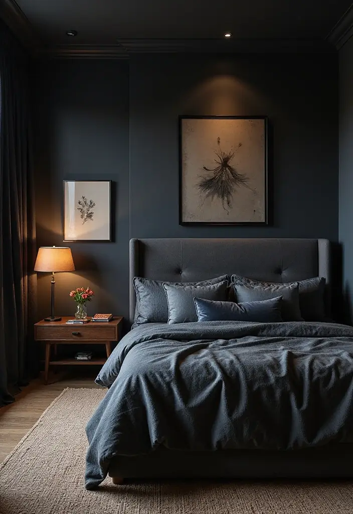 25 Dark Furniture Bedroom Ideas That Feel Rich and Dramatic - 3. Dramatic Color Schemes