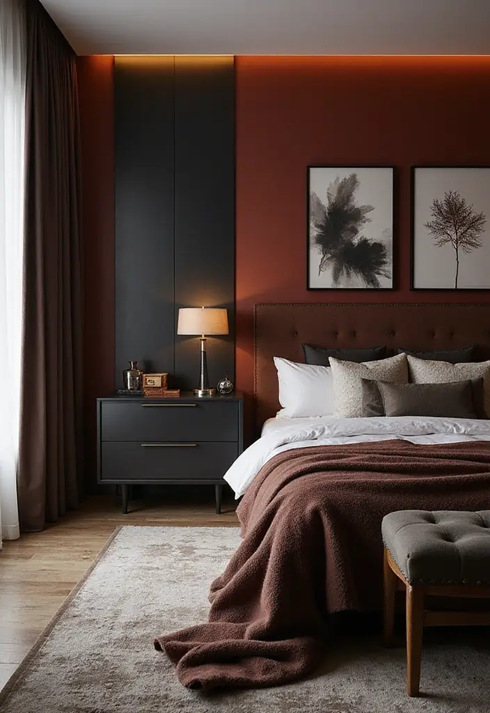 25 Dark Furniture Bedroom Ideas That Feel Rich and Dramatic - 5. Dark Accent Walls