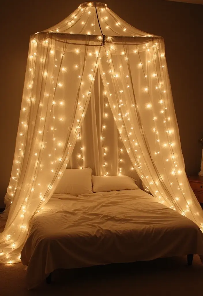 25 Fairy Lights Bedroom Ideas That Feel Dreamy and Magical - 1. Canopy of Stars
