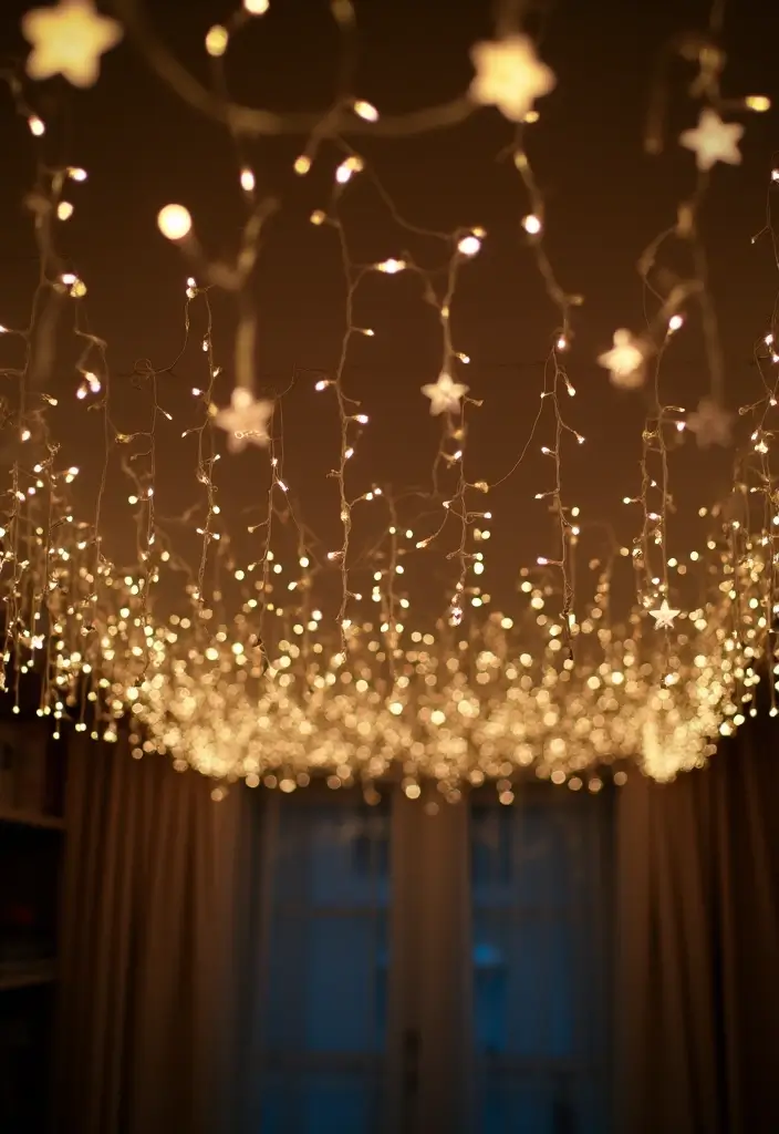 25 Fairy Lights Bedroom Ideas That Feel Dreamy and Magical - 13. Whimsical Ceiling Design