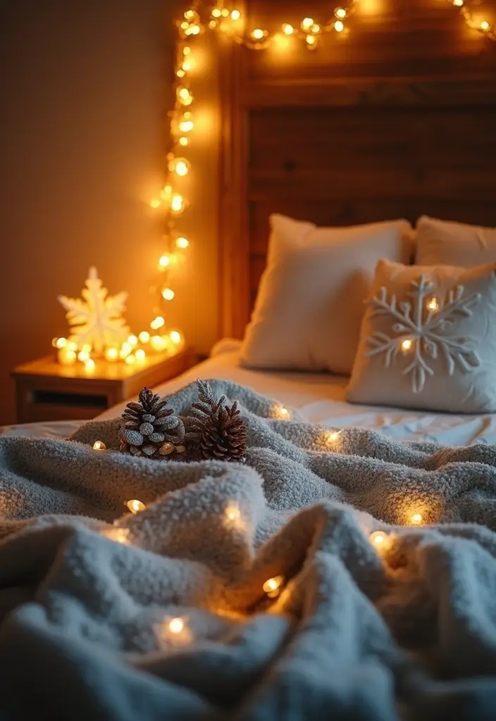 25 Fairy Lights Bedroom Ideas That Feel Dreamy and Magical - 18. Fairy Light Winter Wonderland