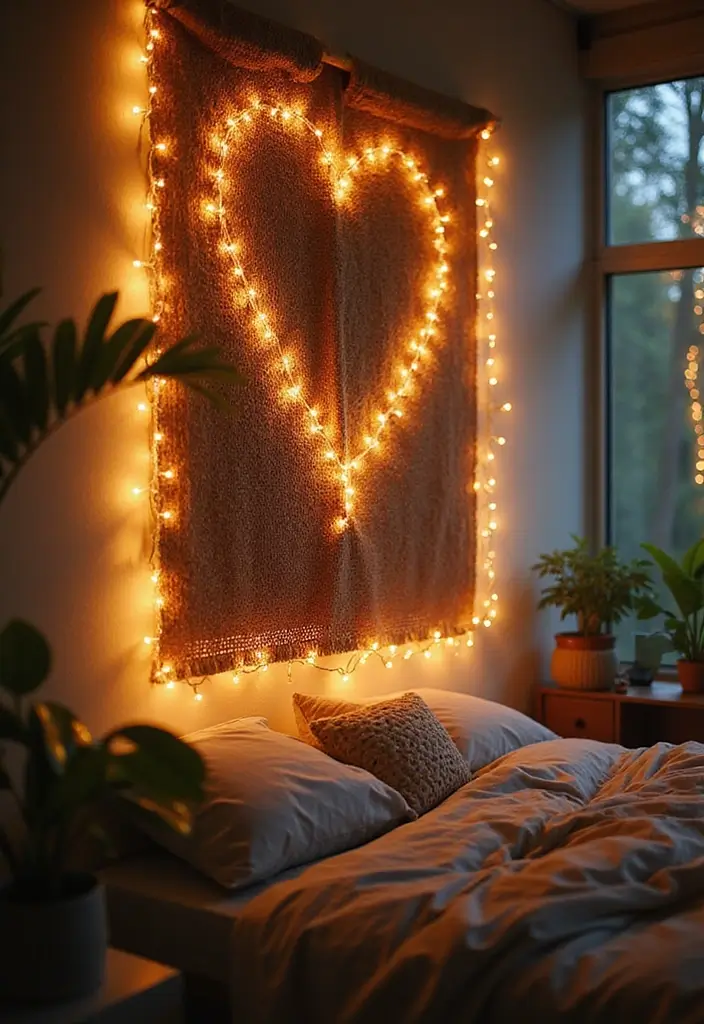 25 Fairy Lights Bedroom Ideas That Feel Dreamy and Magical - 2. Wall Art with Lights