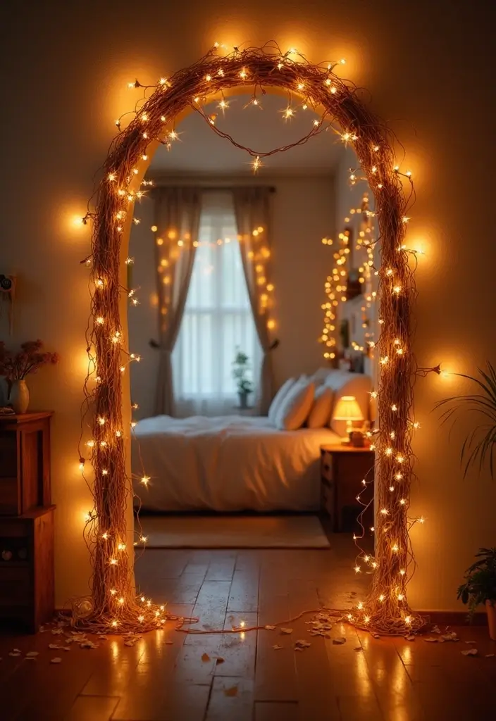 25 Fairy Lights Bedroom Ideas That Feel Dreamy and Magical - 20. Whimsical Light Arches