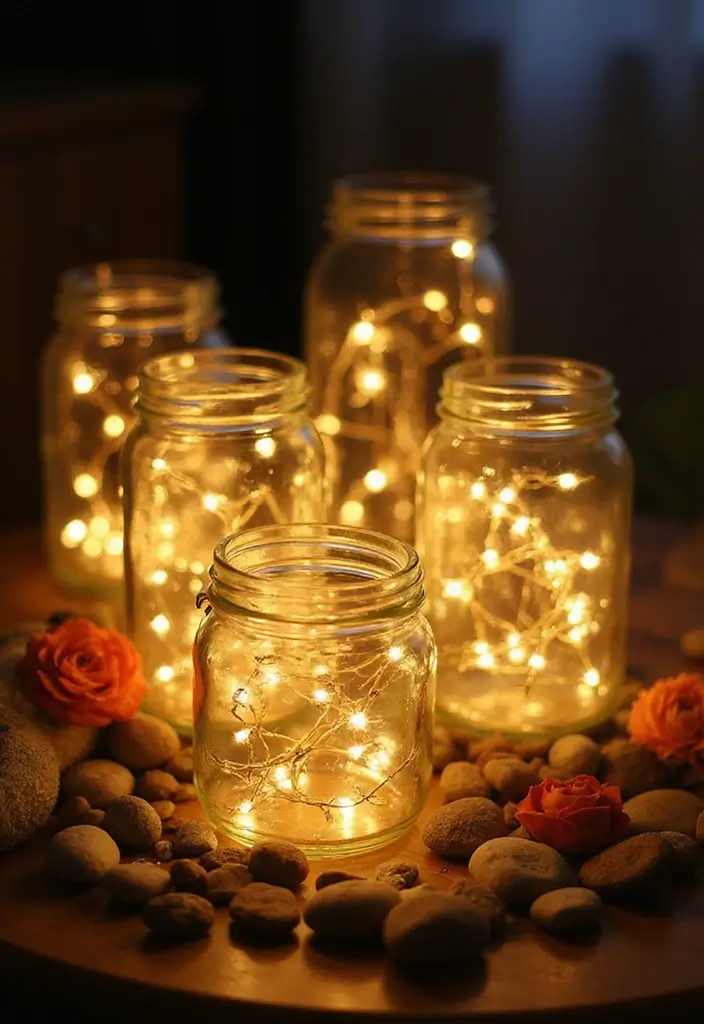 25 Fairy Lights Bedroom Ideas That Feel Dreamy and Magical - 3. Fairy Lights Inside a Jar